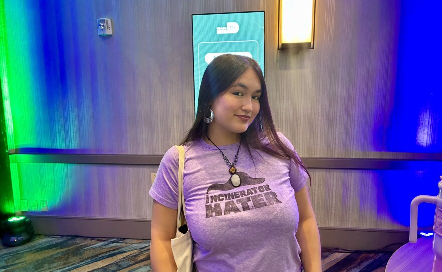 Luna Plaza, environmental activist with the climate-advocacy organization genCLEO, during the press conference