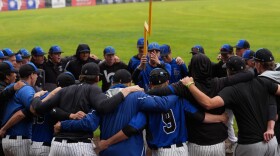 The Lane Community College Titans baseball team celebrates during the 2026 season.