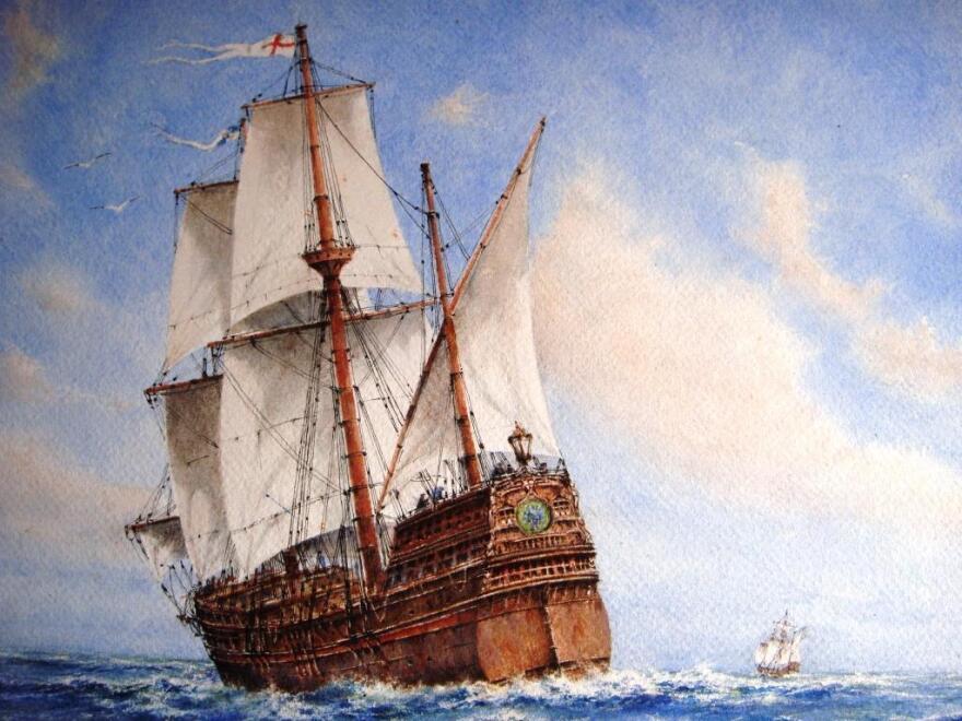 The Mayflower and Speedwell leave Southampton