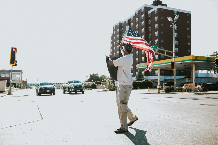 Quincy man attends a local protest on May, 31, 2020.