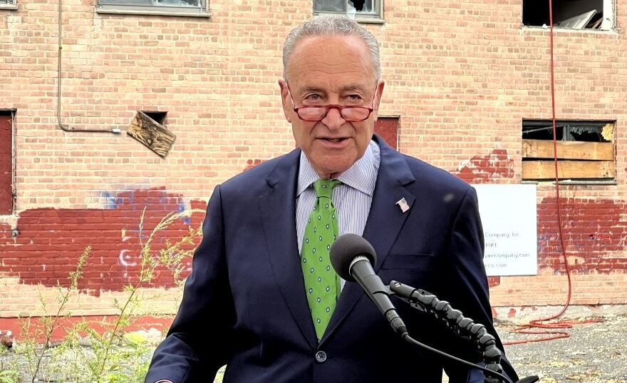 Sen. Chuck Schumer speaks in Troy Monday Sept. 19, 2022