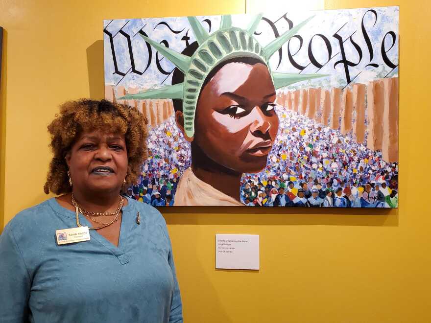 President of Seacoast African American Cultural Center, Sandi Kaddy. The Afrofuturism Exhibition features artists and creators from around the Greater Seacoast region.