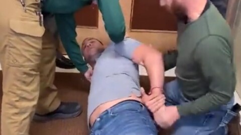  News Nation reporter Evan Lambert is arrested while reporting on Gov Mike DeWine's (R) press conference concerning a train derailment in Eastern Ohio.