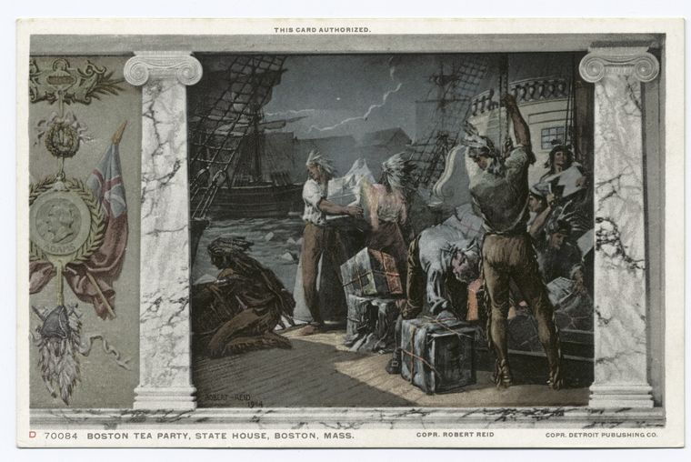 Boston Tea Party, State House Mural, Boston, Mass.