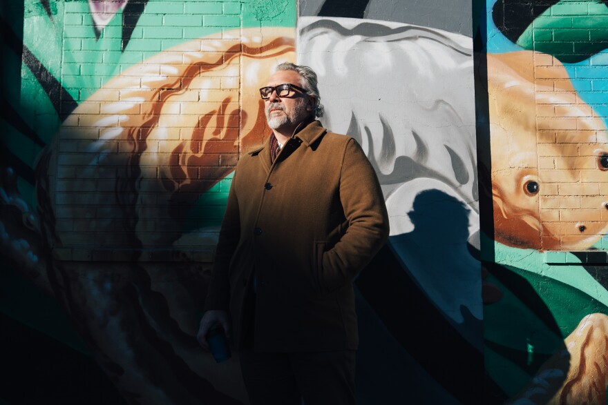 Chris Hansen, the executive director of the Kranzberg Arts Foundation, stands along a stretch of Washington Avenue the nonprofit has been working to redevelop on Monday, Dec. 15, 2025.