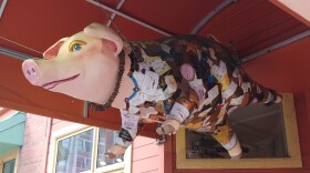 Champigne hangs above the door at Jean-Robert's Table.