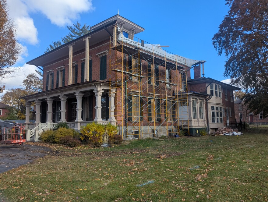 The Morgan-Manning house in Brockport is undergoing extensive repairs after a damaging fire in January 2025.