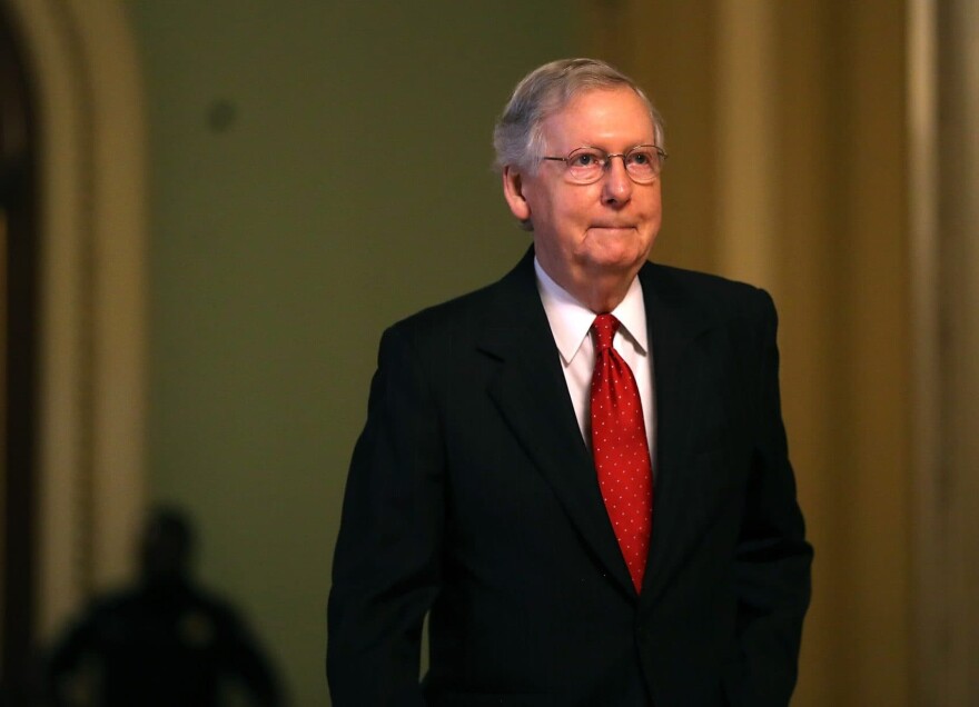 Senate Majority Leader Mitch McConnell (R-Ky.) walks to his office on July 26, 2017 in Washington, D.C. (Justin Sullivan/Getty Images)
