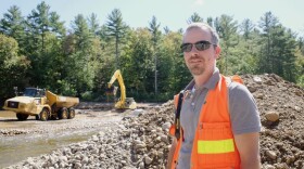 Gary Henry from the Ausable River Association oversees restoration work along the river in Jay. (Emily Russell)