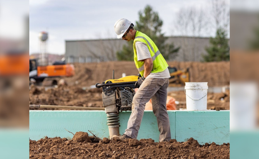 A LiUNA union member works on a job site.