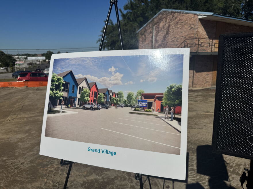 A rendering of Grand Village, an affordable housing development under construction in Columbia.