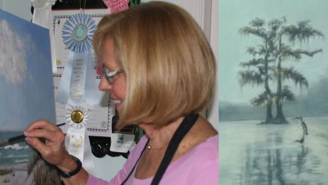 Sydney F. Austin and one of her paintings. (Contributed)
