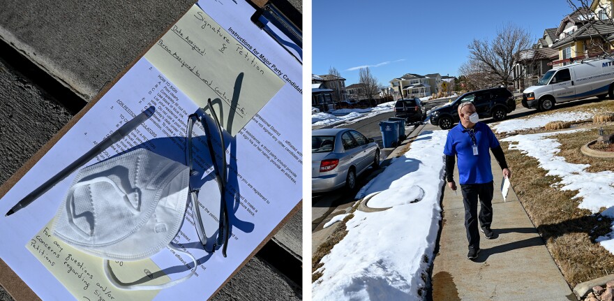 Tedesco canvasses his neighborhood on a Saturday.