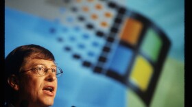 Chairman and Chief Software Architect of Microsoft Corporation Bill Gates speaks at an Antitrust press conference in 1998. (Photo by Porter Gifford/Liaison)