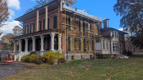 The Morgan-Manning house in Brockport is undergoing extensive repairs after a damaging fire in January 2025.