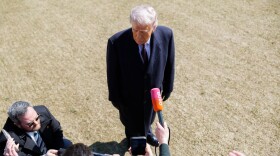 President Donald Trump speaks to reporters