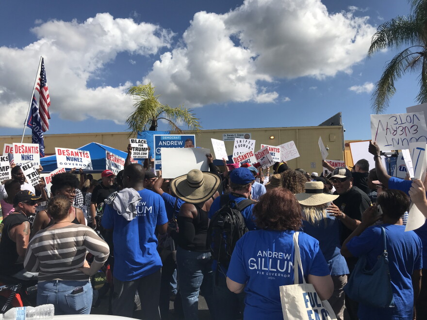 Republican and Democratic protestors demonstrated at the Broward County Supervisor of Elections office on Saturday.