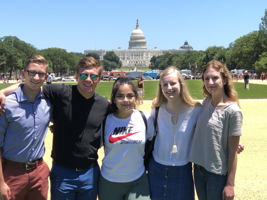 The 2018 Baucus Leaders (from the left) Noah Hill, Shane St. Onge, Marianna Yearboro, Makkie Haller and Katie Wilkins.