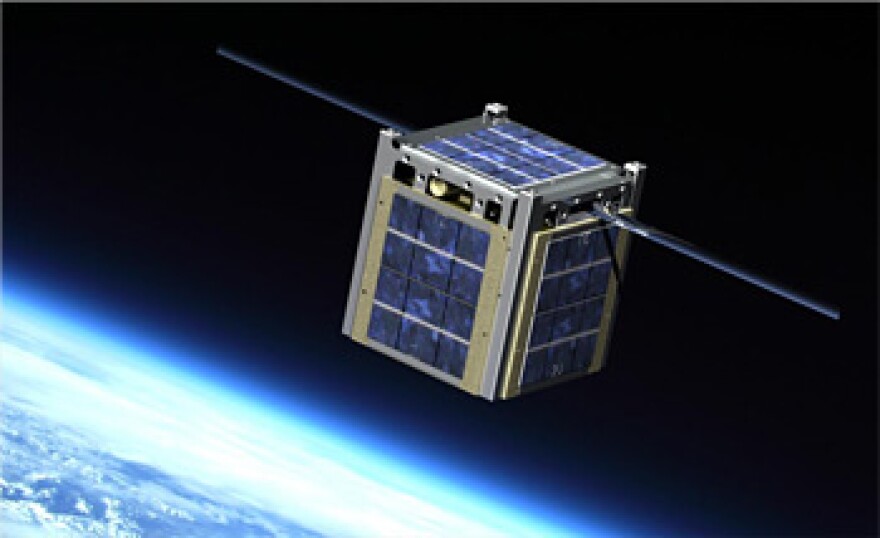 This image is an artists rendition of Montana State University's Explorer-1 CubeSat.