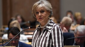 Representative Decker on the House floor earlier this month. Decker presented the committee sub on SB 6, which contained similar language to her own HB 9.