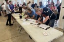 Hundreds of people signed into the Covington Twp. Zoning Hearing about changes an ordinance to include data centers on Thursday, July 24.
