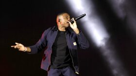 Vince Staples performs with Flume onstage at the Coachella Stage during the 2022 Coachella Valley Music And Arts Festival in Indio, California.