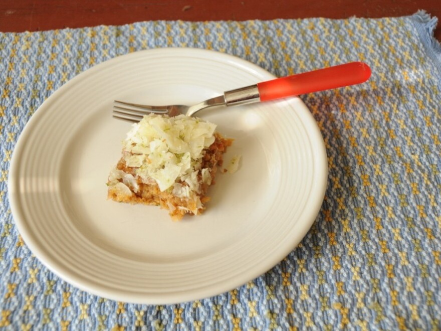 <p>A slice of Emily Dickinson's coconut cake, adapted for the 21st century.</p>