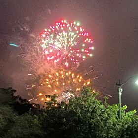 FILE - Aerial fireworks on Oʻahu.