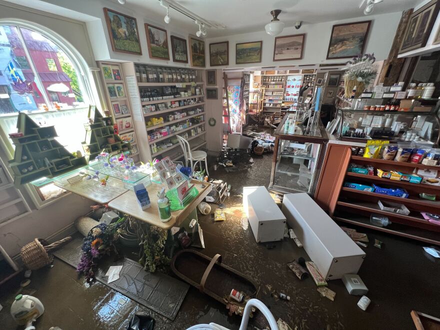 Flood damage at the Garden Market in Londonderry, photographed Tuesday, July 11.