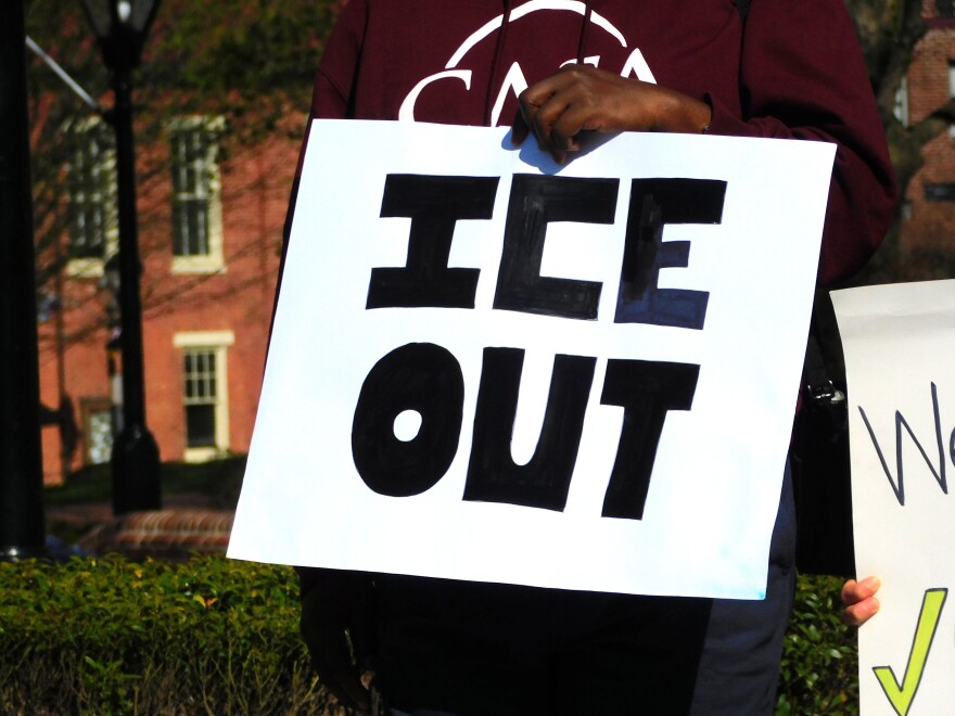 We Are CASA advocates rally in support of the Community Trust Act on Friday outside the Maryland State House in Annapolis, Md.