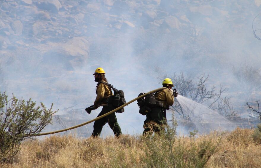 Firefighters at the Bug Fire north of Reno, NV on Wednesday, Aug. 12, 2026.