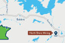 A map showing the location of Northshore Mining's taconite mine near Babbitt.