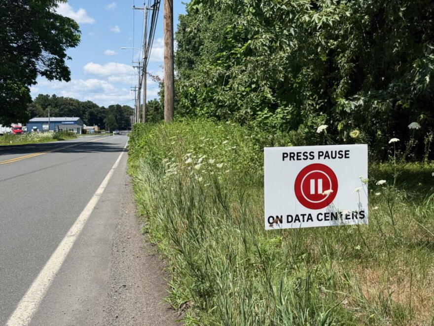 A sign along the road in Westfield, Mass. (Miriam Wasser/WBUR)