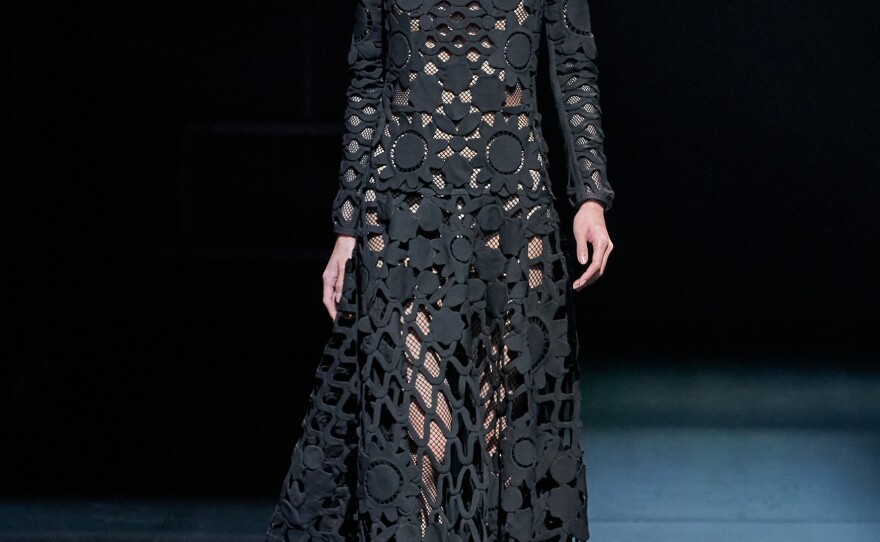 For Valentino, creative director Pierpaolo Piccioli stuck to a black and white palette.