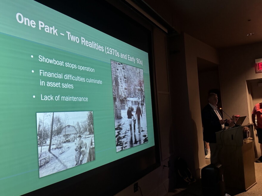 Altoona historian Jim Lowe (right) explained several points in history that Lakemont Park faced financial and operational troubles, including in the 1970s and early '80s. 
