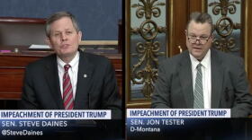 Montana Senators Steve Daines and Jon Tester speaking on the Senate floor about their impeachment votes, Feb. 4, 2020.