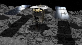 Japan's Hayabusa2, seen in this illustration, has been probing the asteroid Ryugu since 2018. The spacecraft is collecting samples that will be returned to Earth.