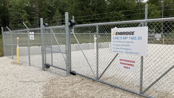 On a tour of Moran Township, Jennie Hoffmann takes me to a pipeline station for Line 5 that's only a couple miles from her home.