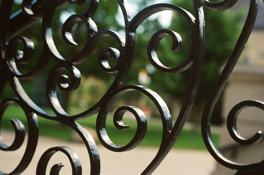 A close up angle of wrought iron railing on Notre Dame's campus. (Vince Sipocz/WVPE Photo Of The Week)