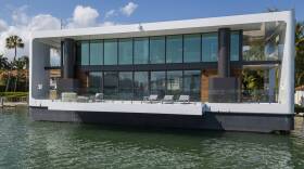 The Arkup houseboat docks off Palm Island near Miami Beach on Saturday, April 27, 2019.