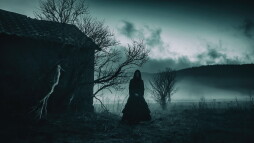 Horror Scene of a Scary Woman in the Misty Forest