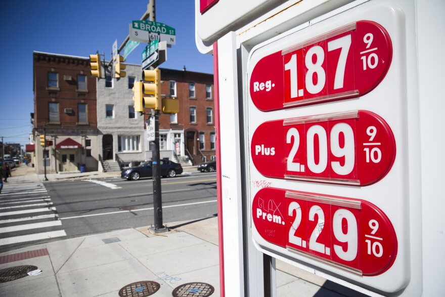 Gas prices posted at a filling station in Philidelphia on March 2, 2016