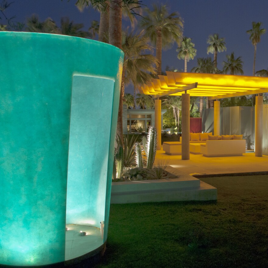Outdoor shower in New Century Garden by Steve Martino and Associates