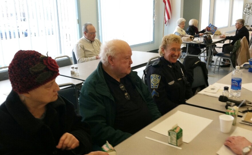 Nashua Police Officer Jane Constant dining with seniors