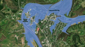 Slide showing flood projections in Falmouth, in Pendleton County Kentucky