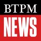 Top 1/3 of the image is black with white text reading "BTPM". Bottom 2/3 of the image is red with bold white text reading NEWS.