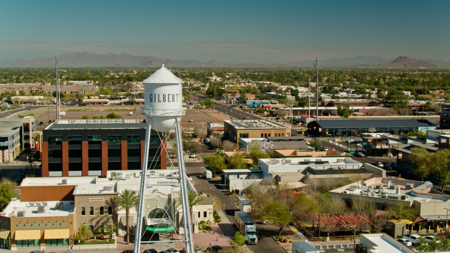 Aerial shot of downtown Gilbert, Arizona