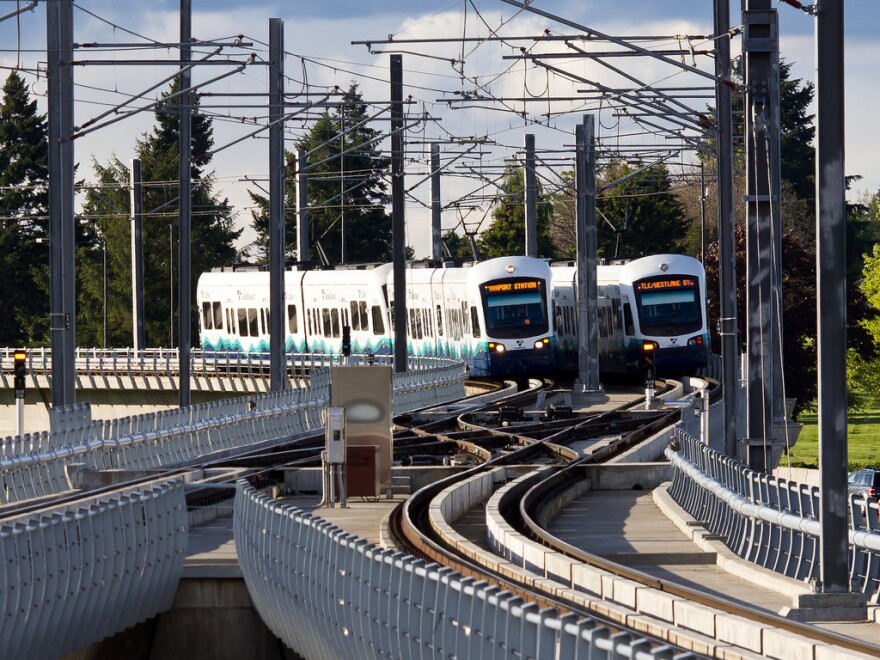 Sound Transit's light rail shot from the SeaTac Airport Station.