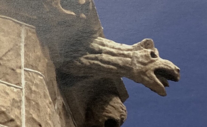 One of Altgeld’s true gargoyles found on the turrets flanking the building’s central tower. As functional waterspouts, these creatures are distinguished by their dragon-like features and long necks.