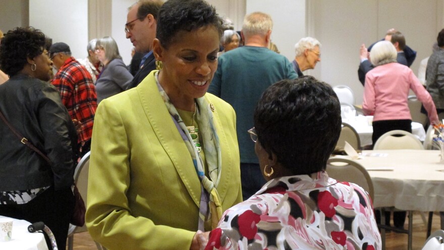 U.S. Senate candidate, Rep. Donna Edwards, M-Md., visits with voters at Leisure World in Silver Spring, Md.